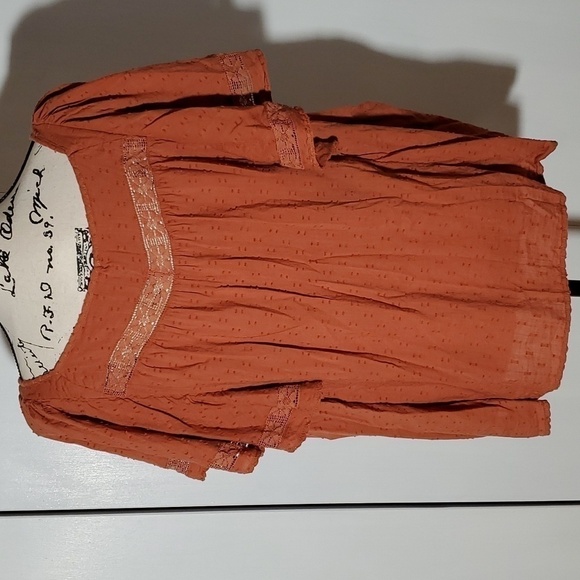 Old Navy- Womens Burnt Orange Flutter sleeve Peplum Top Boho Sz.XXL - Picture 3 of 5